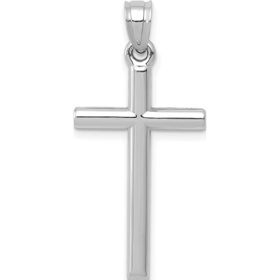 14K White Gold Polished Hollow Cross Pendant (31 X 15) Made In Indonesia c3625w