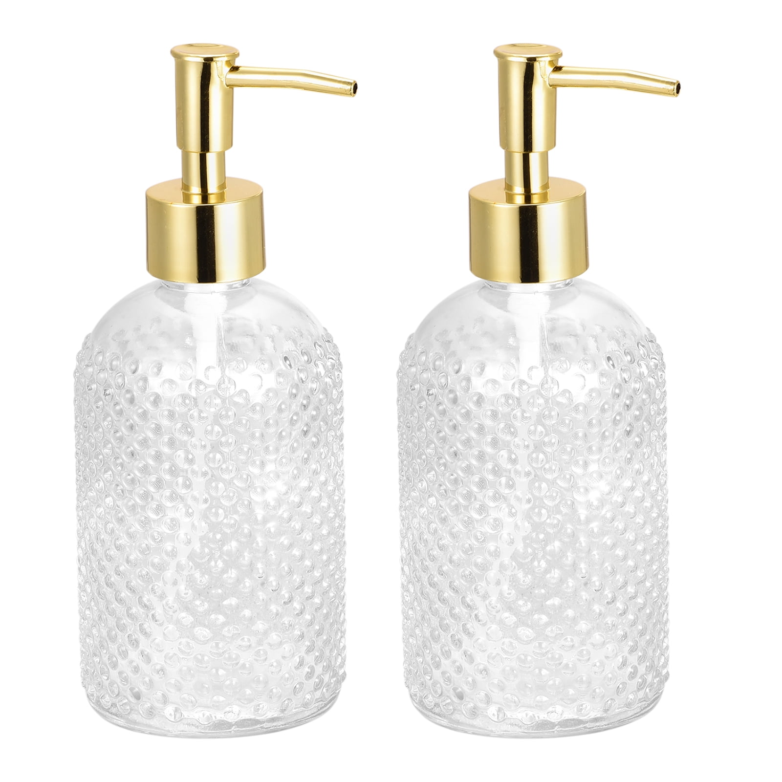 Uxcell Soap Dispensers Set- 17Oz Glass Dish Hand Soap Dispensers with Pumps for Kitchen Bathroom, 2Pack Clear
