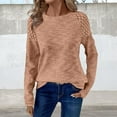 thumbnail image 2 of Helii Womens Waffle Knitted Pullover Sweaters Crew Neck Long Sleeve Tops Lightweight Relaxed Fit for Women Fashion Clothes Khaki XXL, 2 of 4