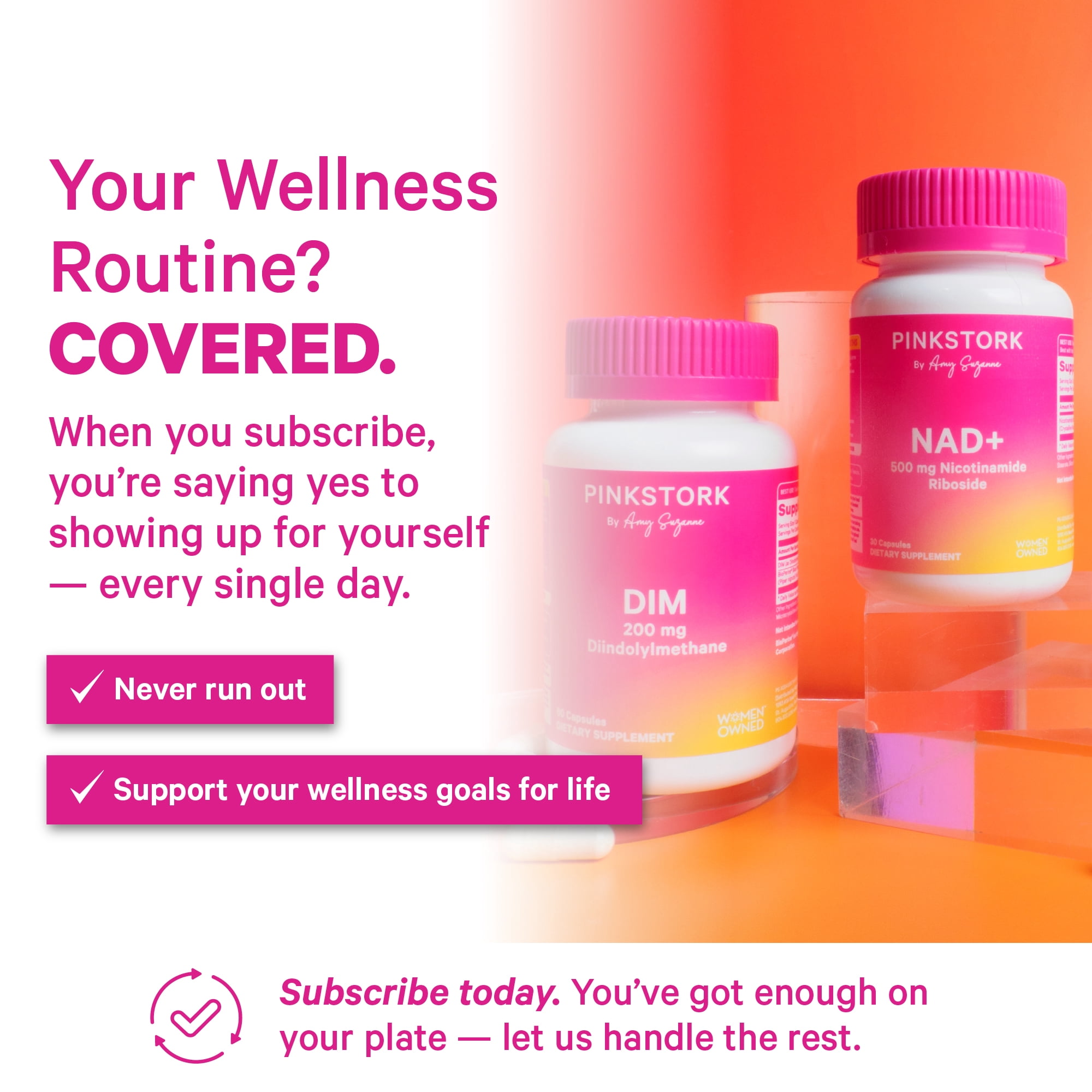 Pink Stork 500 mg NAD+ Supplement- Nicotinamide Riboside