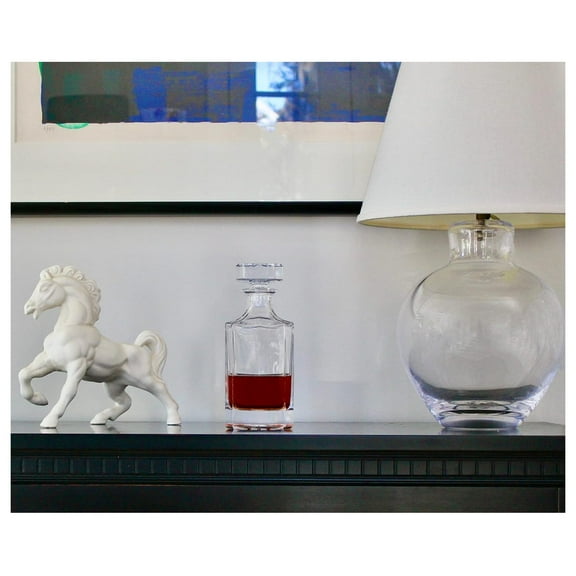 Octopus Engraved Whiskey Decanter - 26oz Square Crystal Decanter with Crystal Stopper for Whiskey, Bourbon, Brandy,