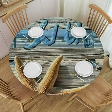 

SHERONV Starfish Theme Round Tablecloth 100% Polyester Waterproof Fabric Ideal for Indoor and Outdoor Restaurants Weddings Parties 31 -35