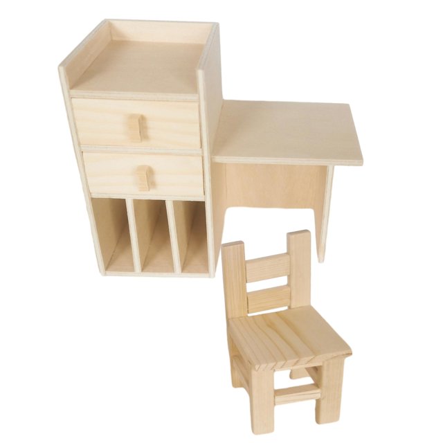 Milaget Chaise de Bureau de Maison de Poupée Ornement de Modèle de Meubles de Maison de Poupée, Jouets de Jeu de Fake, Mini Table d'Étude pour 1/12 Pièces de Poupée de Bureau BJD