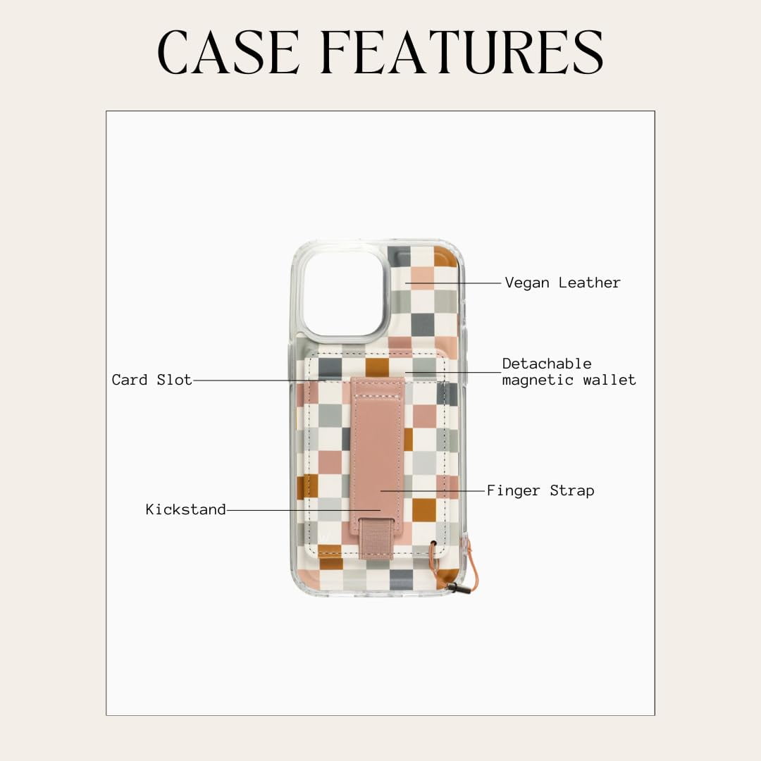 Walli Cases for iPhone 16 Pro Max Case Aesthetic Magnetic Wallet Phone Case Card Holder,Holds up to 2 Cards - Cute, Trendy Phone Cover for Women fits iPhone 16 Pro Max, with Kickstand & Finger Strap