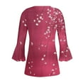 thumbnail image 4 of bnaln Womens Shirts and Blouses 3/4 Length Sleeve Dressy Casual Blouse Summer T-Shirts V Neck Button Down Pleated Tshirts Boho Floral Tees Ladies Elegant Tunic Tops Spring Clothes, 4 of 4