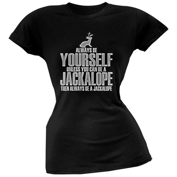 Always Be Yourself Jackalope Black Juniors Soft T-Shirt - Medium