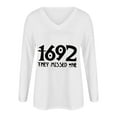 thumbnail image 3 of 1692 They Missed One Shirt Vintage Witch Print Long Sleeve Sweatshirt Halloween Casual V-Neck Tee Pullover Tops, 3 of 5