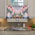 thumbnail image 2 of Yayeee Kitchen Curtains Tier Pair Light Filtering 27"x24" Rod Pocket Short Cafe Window Panel, Flowers and Leaves, 2 of 7