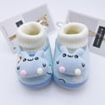 thumbnail image 5 of Baby Boys Girls Fleece Booties Infant Newborn Bedroom Shoes House Slippers Winter Crib Shoes Toddler Non-Slip Soft Sole First Walkers 0-18M Blue, 5 of 7