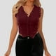 thumbnail image 2 of Camiseta sin mangas ajustada con botones en la espalda y ribete de encaje para mujer, elegante y casual., 2 of 5