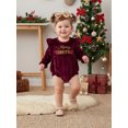 thumbnail image 3 of Cjfdfy Newborn Baby Girl Christmas Outfit Letter Print Crew Neck Long Sleeve Romper and Sequined Bow Headband 2 Pcs Set Infant Girl Merry Christmas Velvet Romper 0-18M, 3 of 9
