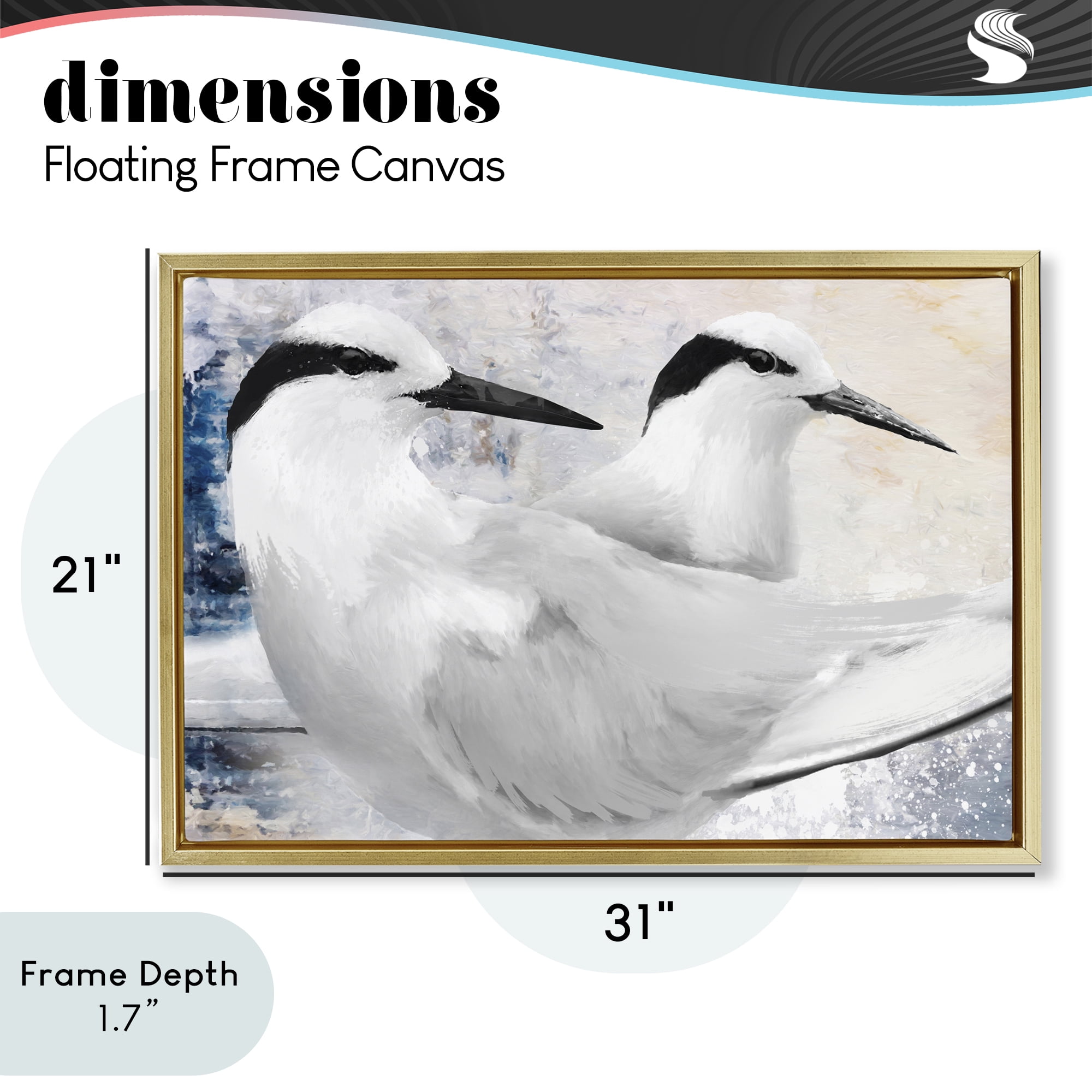 Stupell Industries Black Naped Tern Gold Framed Floater Canvas Wall Art, design by Porter Hastings