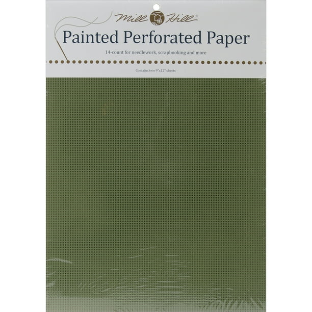 Papier Perforé Peint 14 Feuilles de 9"X12" 2/Pkg-Olive