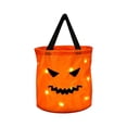 thumbnail image 2 of Halloween Light Up Pumpkin Candy Basket - LED Glowing Candy Bucket with Handle, Reusable Orange Halloween Trick or Treat Bucket for Boys and Girls, 2 of 5