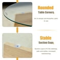 thumbnail image 5 of Hi loPres 41.3" Oval Glass Coffee Table, Tempered Glass Center Table with Fan-Shaped Storage Pedestal and Light Wood Grain Legs for Living Room, 5 of 8