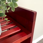 Wood 2 Tier Storage Rack Red Mahogany Finish