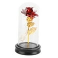 thumbnail image 1 of Leylor Plaqué Or 24 carats lumière LED Rose avec Couvercle en Verre Cadeau de Mariage Saint Valentin Rouge Hommes et Femmes(Rouge), 1 of 14