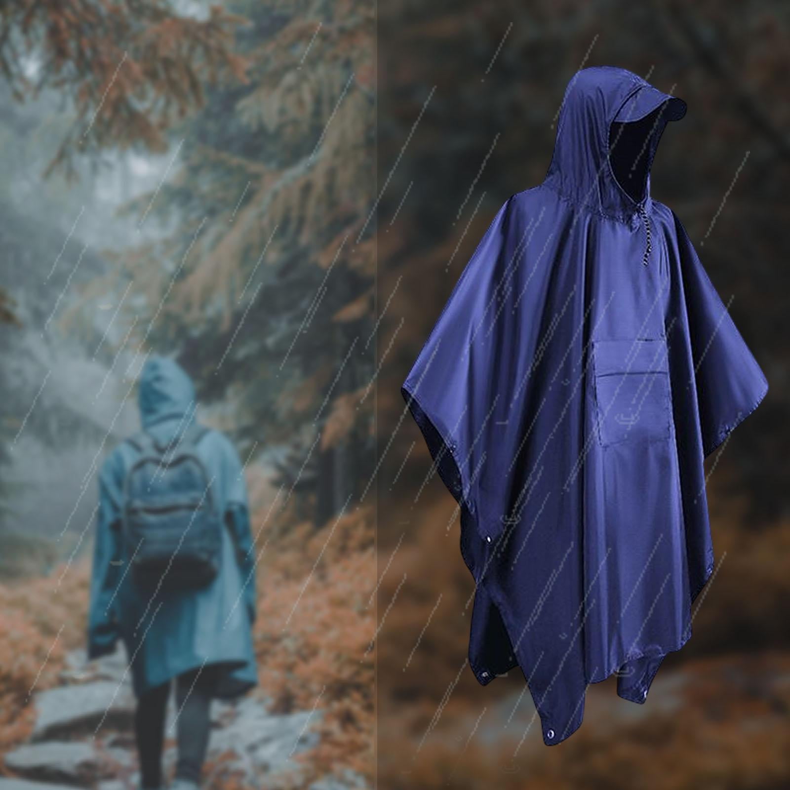 Hooded Rain Poncho Lightweight Reusable with Pocket Waterproof