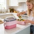 thumbnail image 4 of Lunch Box Container With Handle And Built In Cutlery Compartment Microwave Safe Food Storage 21.5 cm x 12 cm x 12 cm, 4 of 6