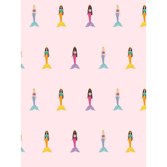 Barbie Mermaids Removable Vinyl Wallpaper, Pink