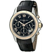 raymond weil men's 7260-sc5-00208 parsifal stainless steel watch with black faux-leather band