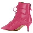 thumbnail image 3 of YDN Wome Comfortable Pointed Toe Ankle Boots Kitten Mid Heel Lace up Booties Back Zippers Dress Party Shoes Size 7 Pink, 3 of 4