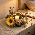 thumbnail image 4 of Artificial Flower Candle Ring – Mini Floral Wedding Wreath, 9.8 Inch Table Centerpiece for Party Home Door Decor, Multicolor, 4 of 7