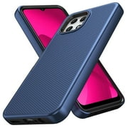 For BLU View 5 Pro 2024 Dual Layer Slim & Tough Hybrid Shockproof Heavy Duty TPU Matte with Textured Rugged Shell Protection Phone Case Cover by Xpression - Blue Navy