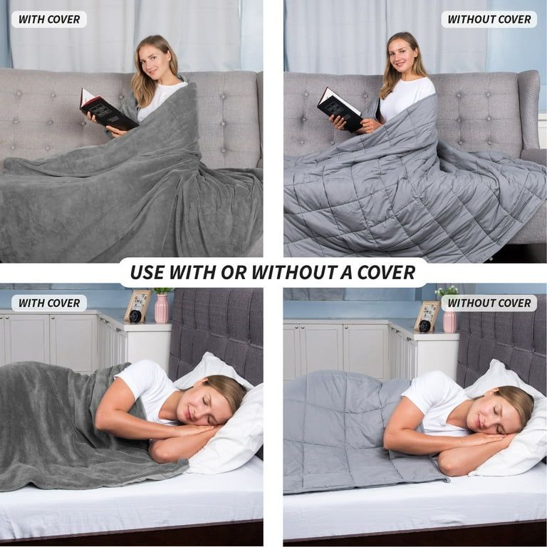 Sleep Therapy 2Pc Weighted Blanket and Cover, 10lbs, 40 x 60, Gray