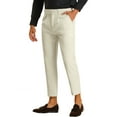 thumbnail image 4 of INSPIRE CHIC Men's Pleated Front Slim Fit Solid Business Cropped Dress Pants 38 Beige, 4 of 5