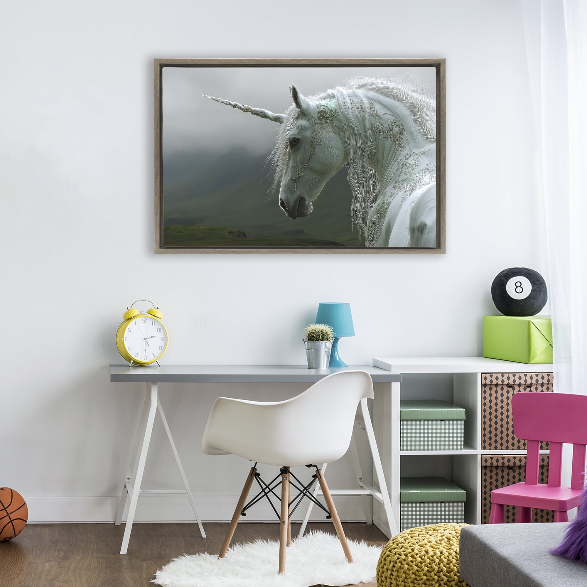 Stupell Industries Dreamy Celtic Unicorn Brown Framed Floater Canvas Wall Art, design by The Wands Want