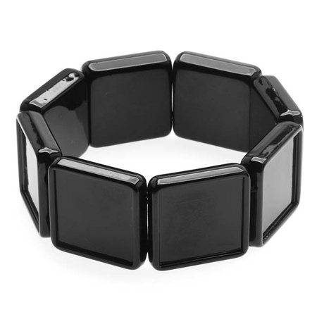 Lcd Plastic Bezel - Black Plastic Stretch Bezel Collage Bracelet 20mm Squares - 7 Inches (1)