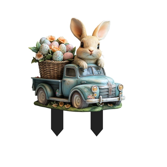 JJKBVCLO Easter Rabbit Ground Stake Insert Art Garden Decoration Colorful Easter Decoration For Yard For Easter