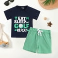 thumbnail image 2 of CAICJ98 Summer Clothes for Toddler Baby Boy 3 6 12 18 24 Months 2T 3T 4T 5T Boys Outfits Funny Letter T Shirt Elastic Waist Pockets Shorts Set 2 Piece Outfit (Dark Blue,3-4 Years), 2 of 7