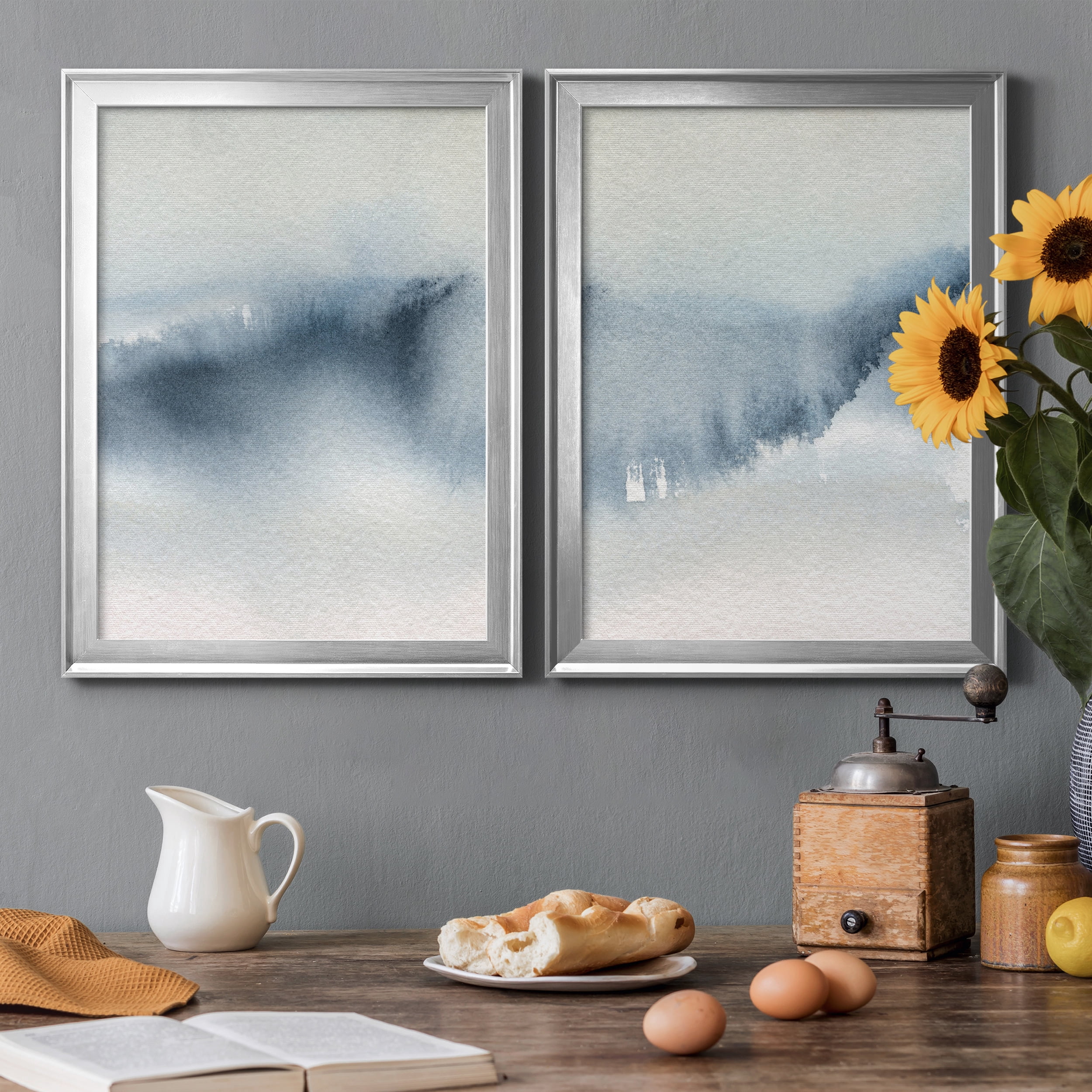 2 Piece Set Summer Rain I Premium Framed Canvas - Ready to Hang - 22.5 x 30.5 Each - Silver Frame