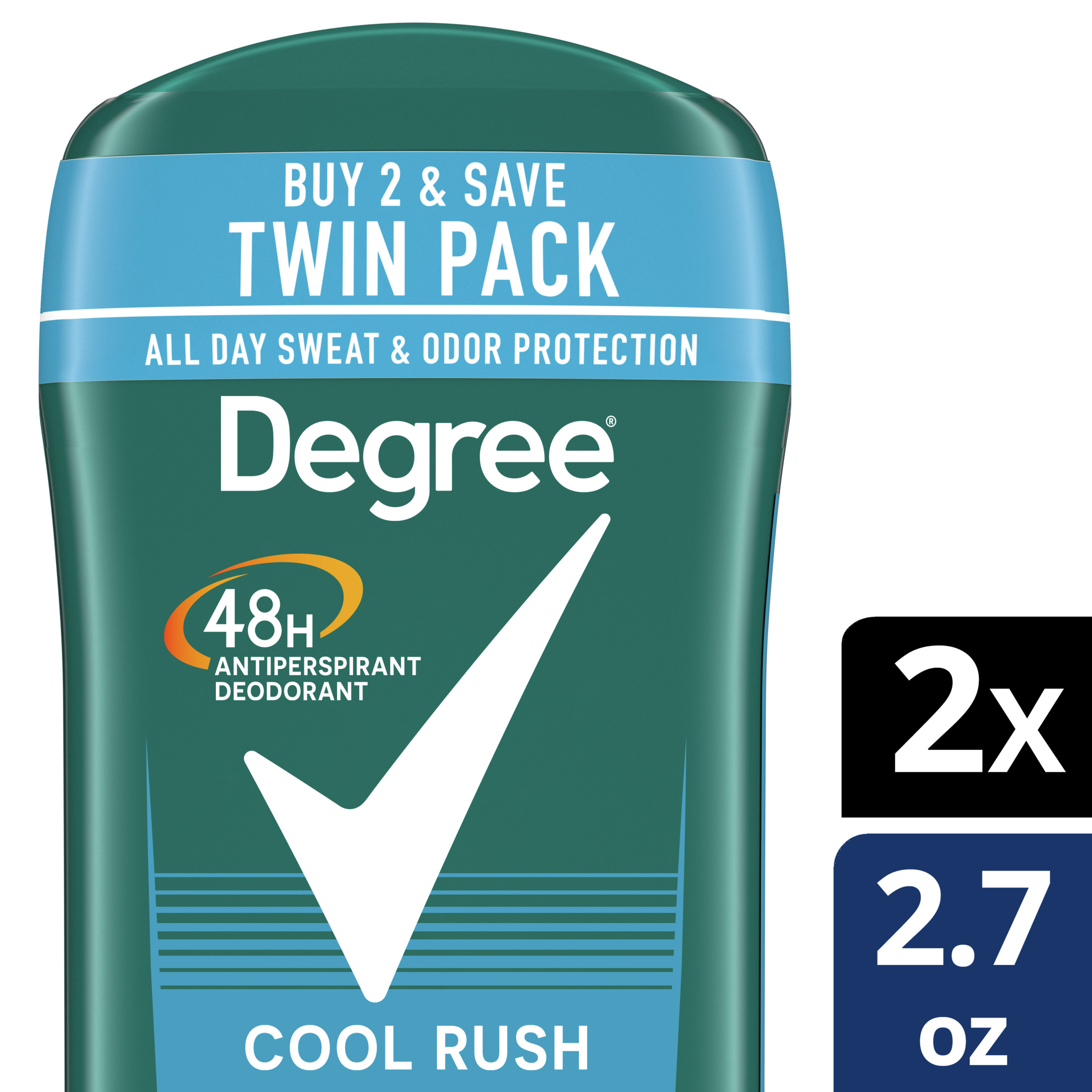 Degree Long Lasting Men's Antiperspirant Deodorant Stick Twin Pack, Cool Rush, 2.7 oz - image 3 of 11