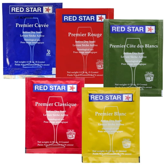 Home Brew Ohio Red Star Sampler Wine Yeast (Pack of 5) Great for Making Wine Cider Mead Kombucha at Home