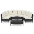 thumbnail image 2 of Wicker Sectional Sofa Set with Weather-Resistant Cushions - Modular 5-Piece Outdoor Lounge with Half-Circle Arrangement & Matching Coffee Table for Backyard or Patio, 2 of 9
