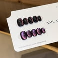 thumbnail image 3 of three-point sugar, high-end exquisite, solid-color glass beads, cat's eye, pure handmade nail wear, short nail art patch, fake nails., 3 of 8