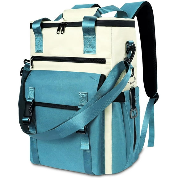 HOMEYA Backpack Cooler for Women,35 Cans Backpack Coolers Insulated Leak Proof,Waterproof Cooler Backpack Travel Camping Cooler Bag,Lake Blue