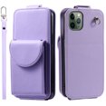 thumbnail image 2 of Feishell Crossbody Wallet Case for iPhone 11 Pro Max,Durable PU Leather Vertical Flip Kickstand Magnetic Button Credit Card Slots Handbag Phone Case with Wrist & Shoulder Strap,Purple, 2 of 13