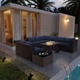 thumbnail image 4 of Kullavik Patio Furniture set Sectional Sofa 10 Pieces PE Rattan Wicker Patio Conversation Set w/43" Gas Fire Pit Table, Outdoor Furniture with 55000 BTU Propane Fire Pit,Navy Blue, 4 of 7