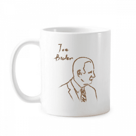 

America President Person Joe Profile Sketch Mug Pottery Cerac Coffee Porcelain Cup Tableware