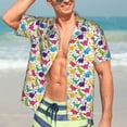 thumbnail image 5 of KLL Men's Hawaiian Shirt Short Sleeve Button Down Beach Shirts-Colorful Dinosaurs, 5 of 5