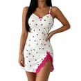 thumbnail image 2 of Hrsba Ladies Solid Color Nightgowns,V Neck Sleeveless Lace Short Robe Home Nightgown, 2 of 7