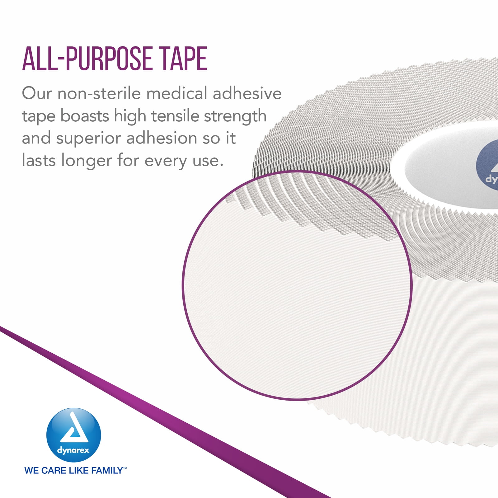 Dynarex Porous Tape - Medical Tape for Wound Care, Dressing, Hospital - Non Sterile, Easy to Tear Adhesive Fabric Tape, No Natural Rubber Latex - White, 1" x 10 Yards Per Roll, 1 Case, 144 Rolls