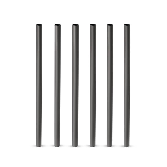Viski Stainless Steel Cocktail Straws, Reusable Straws, Set of 6, Gunmetal