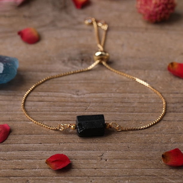 Nvzi Pulsera de piedra curativa delicada Una variedad de accesorios de piedra prismática pulsera cadena de metal-azul oscuro