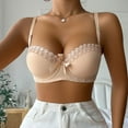 thumbnail image 2 of Bras for Women,French T-Shirt Style Demi Cup Underwire Bra for Women with Smooth Lace Push Up Support and Adjustable Comfort,Sports Bras for Women,Beige,M, 2 of 9