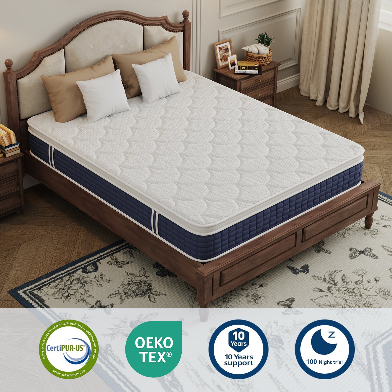 Sailvan 12in Full Size Mattress, Midium Firm Mattress Full in a Box, Memory Foam Hybrid Mattress with Motion Isolation & CertiPUR-US